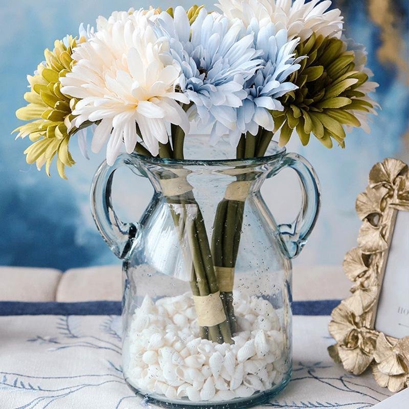 Kettle Type Blue Glass Vases Decorative Flower Vases