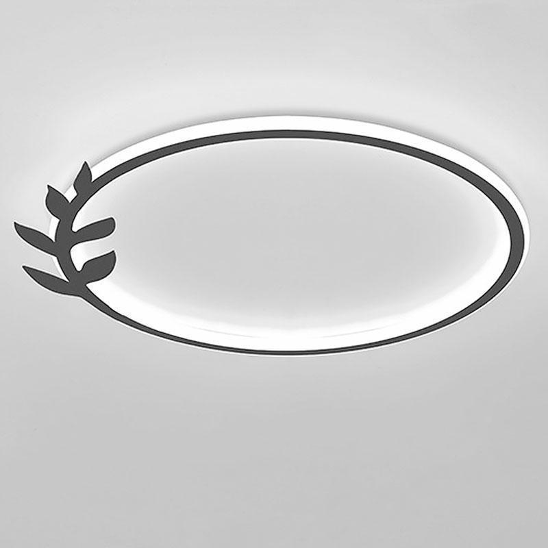 20'' Round Dimmable Black Flush Mount Ceiling Lights LED Lights with Leaf Shaped Edge