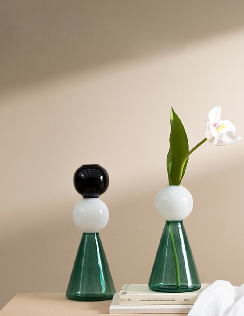 Green Glass Cone Vases Bud Flower Vases