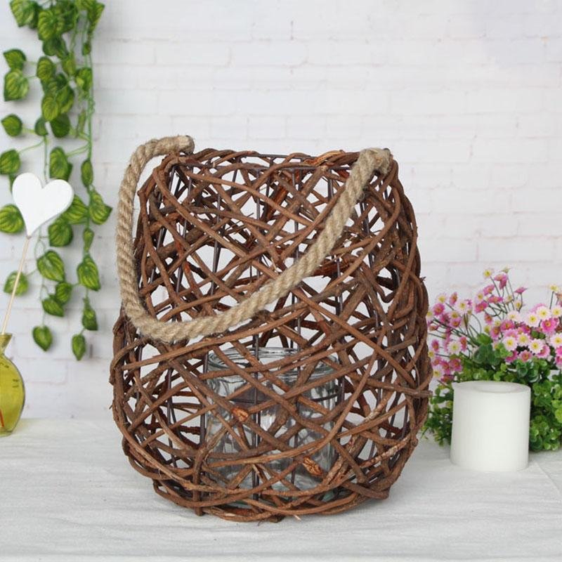 Rustic Globe Wicker Woven Floor Festival Lanterns