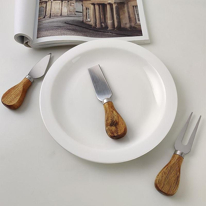3 - Piece Stainless Wooden Handle Cheese Knife Set