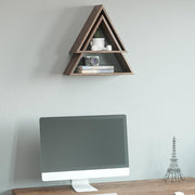 Triangle Black Walnut Floating Wall Shelves Nut Brown