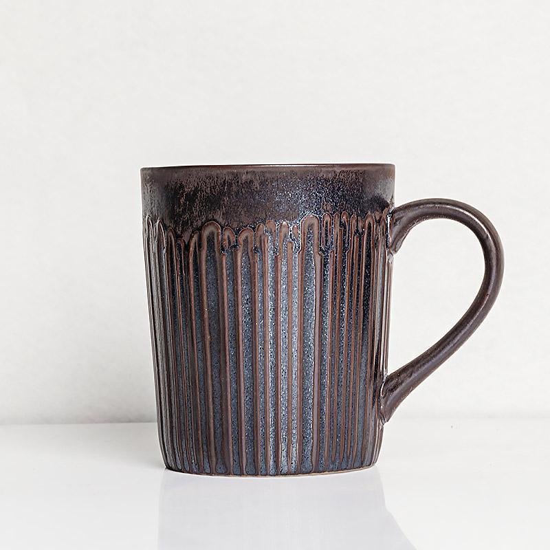 Plainfied Striped Stoneware Latte Mug Coffee Mug - dazuma