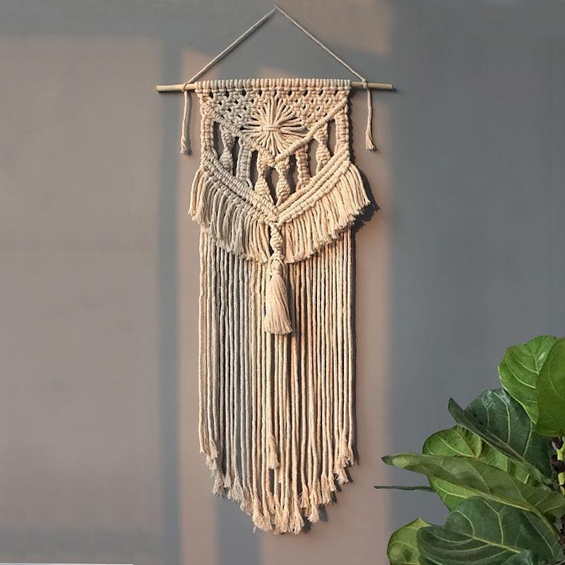 Rectangular Cotton Macrame Woven Wall Hanging Bohemian Geometric Art Decor