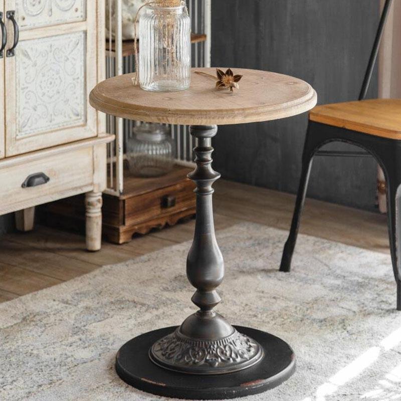 Round China Fir Coffee Tables with Iron Table Legs