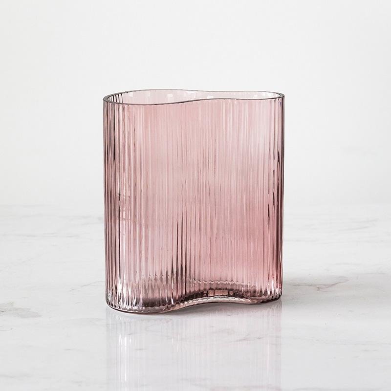 Irregular Clear Pink Glass Flower Vases