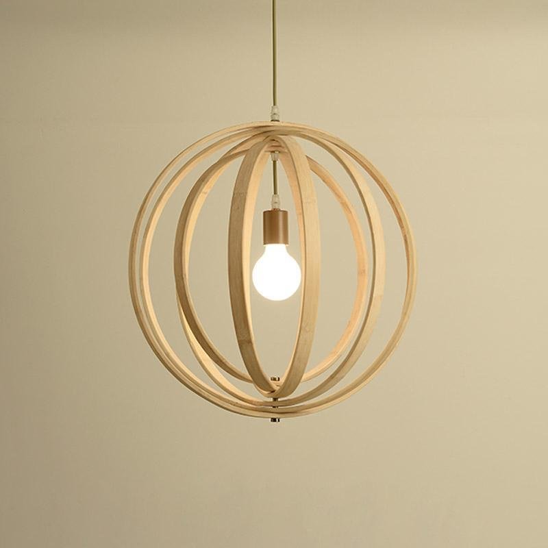 Curvy Multipart Light Brown Boho Pendant Light with an Exposed LED Light