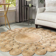 Rustic Round Rectangular Leaf Hemp Rugs