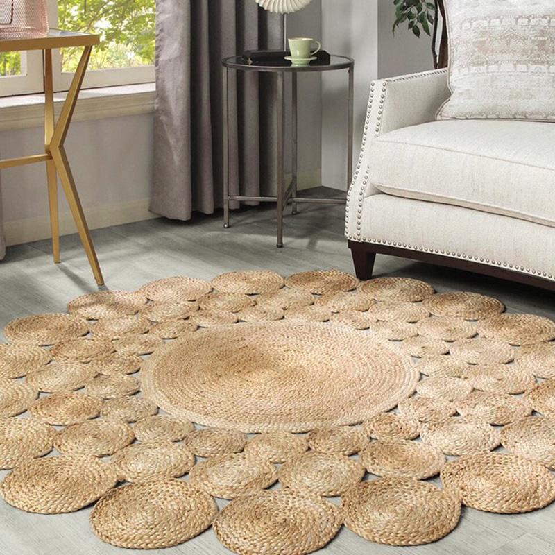 Rustic Round Rectangular Leaf Hemp Rugs