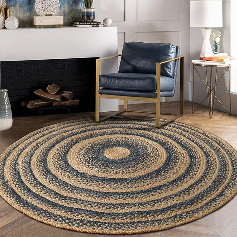 Rustic Galaxy Color Jute Rug Round Oval