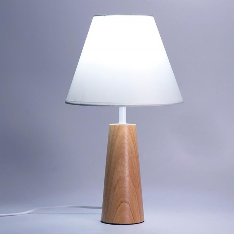 Scandinavian Wooden Base Desk Table Lamp With Fabric Shade 3 Step Dimming Bedside Light