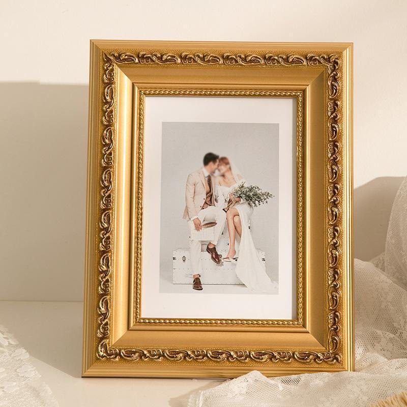 4''L x 6'' W Rectangular White Rose Gold Wood Picture Frames with Desktop Wall Hanging Decoration