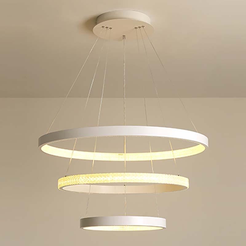 Round Shaped Modern Chandeliers 3 Rings Hanging LED Ceiling Light