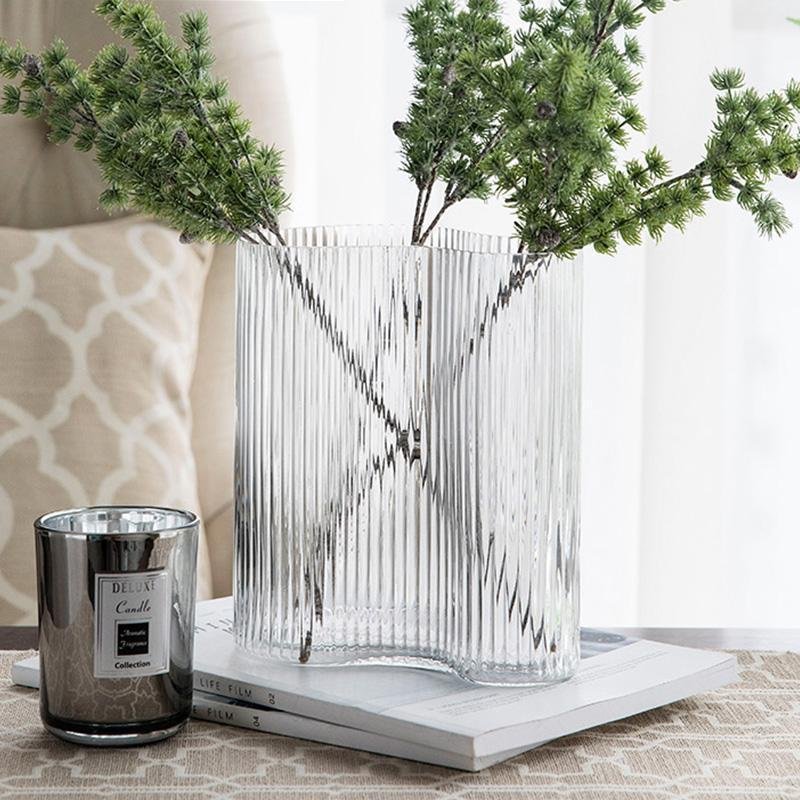 Irregular Clear Pink Glass Flower Vases