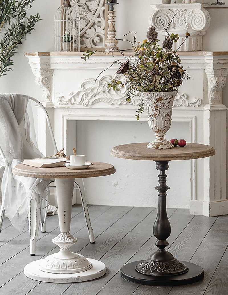 Round China Fir Coffee Tables with Iron Table Legs