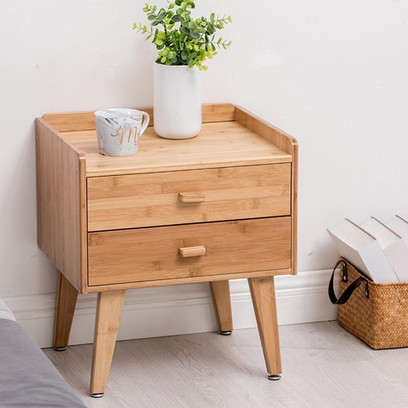 Rectangular Wood Nightstands Bedside Tables with Two Drawers