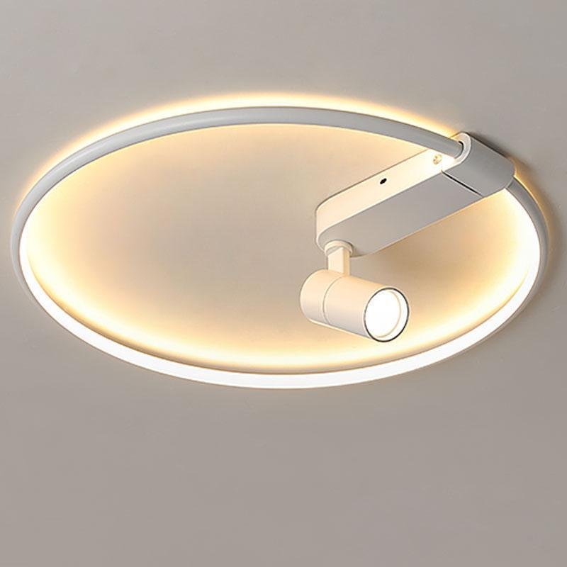 16'' Round Dimmable Adjustable Flush Mount Light with Spotlights Track Lights