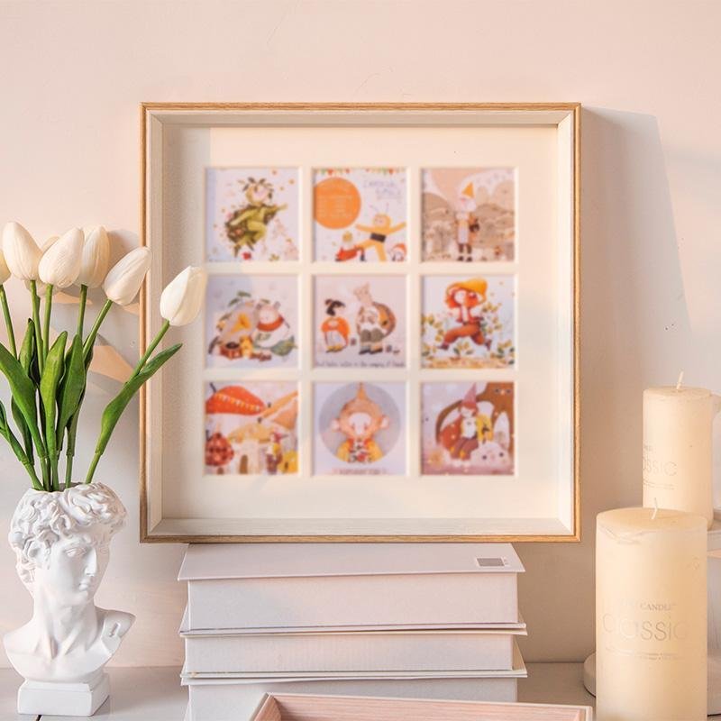 12'' Square Beige Pink Gray Picture Frames Wood