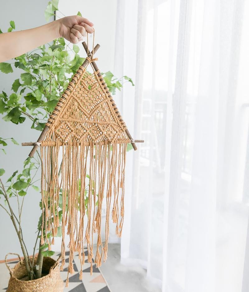 Brown White Cotton Wall Hanging Decor