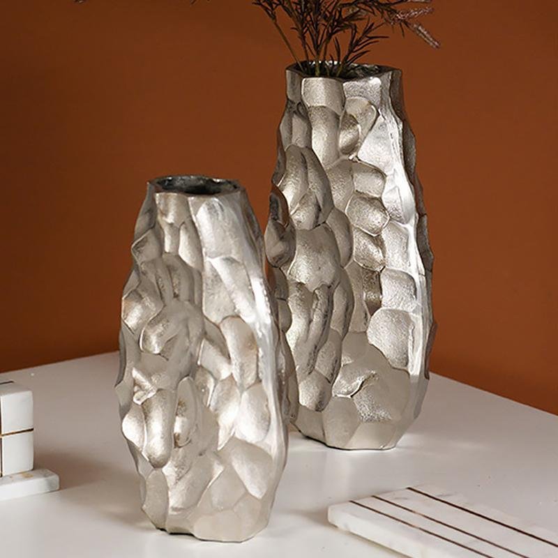Irregular Shape Flower Vases Decorative Tabletop Silver Vases