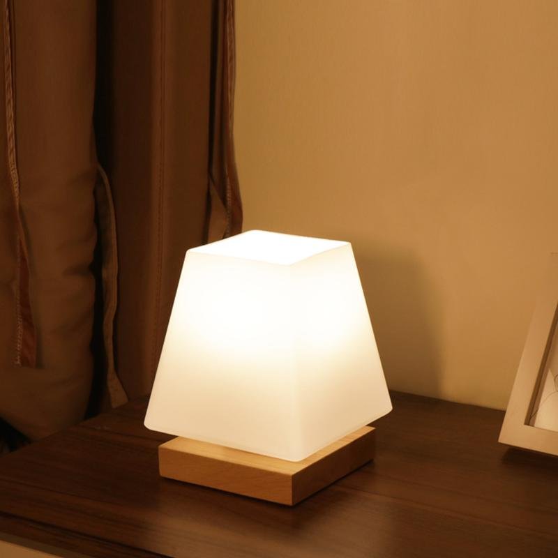 LED Glass Trapezoid Shaped Night Light Table Lamps Reading Lamps Desk Lamps