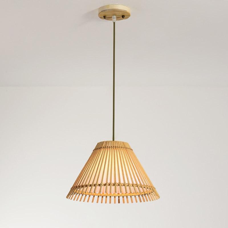 Long Pendant Light With a Brisk Bamboo Shade - dazuma