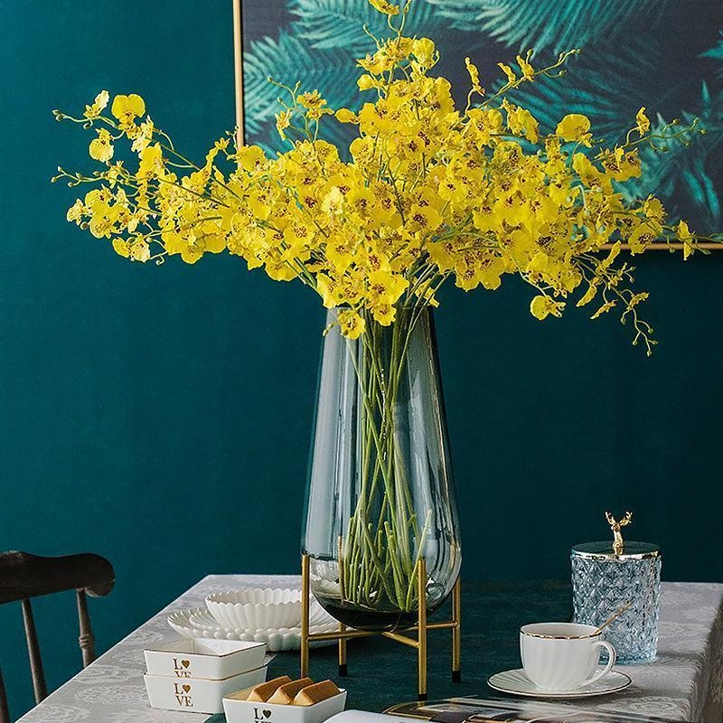 Clear Cylinder Green Floor Flower Vase Decorative Large Glass Vase