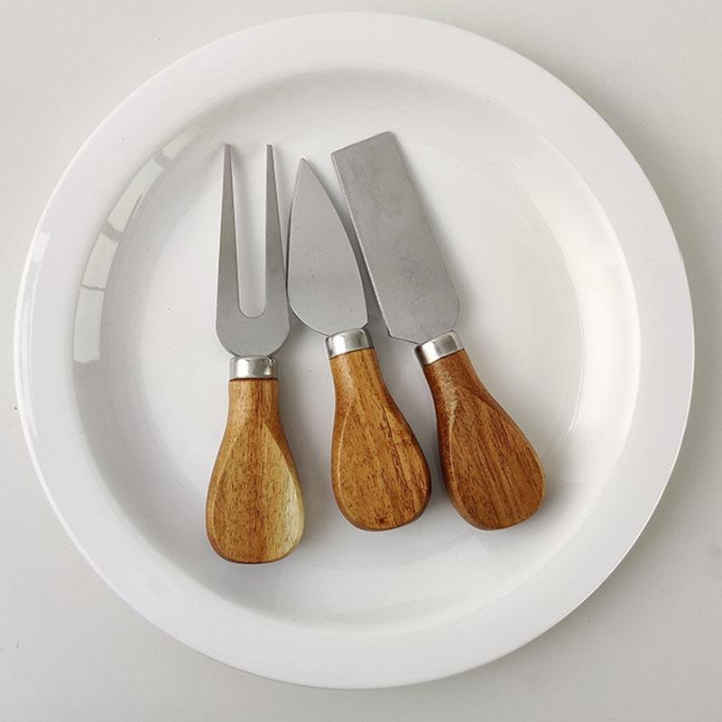 3-Piece Stainless Wooden Handle Cheese Knife Set