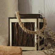 Farmhouse Vintage Elm Tree Branch Woven Lanterns with Handle