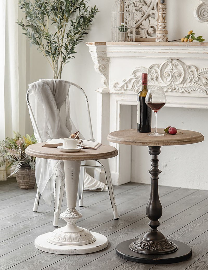 Round China Fir Coffee Tables with Iron Table Legs