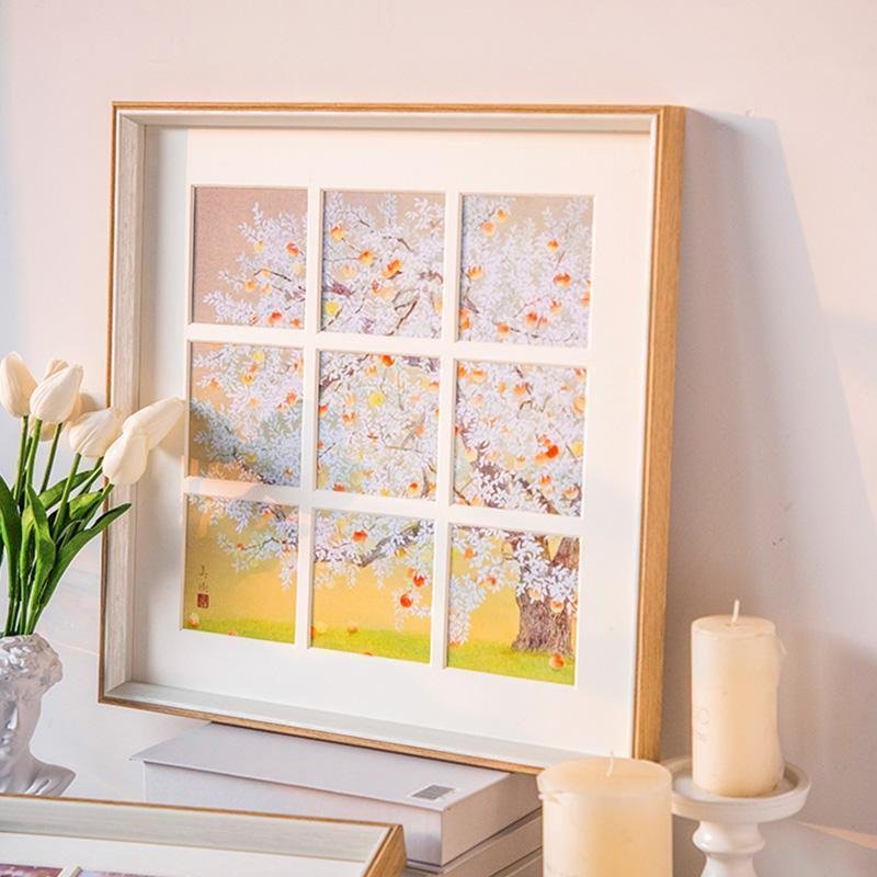 12'' Square Beige Pink Gray Picture Frames Wood