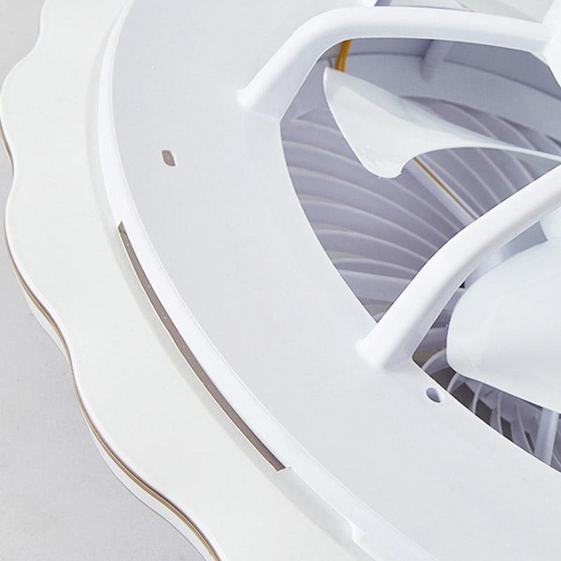 Goldish White Crown-Shaped Luxury Flush Mount Ceiling Fans With Lights Remote Control - dazuma