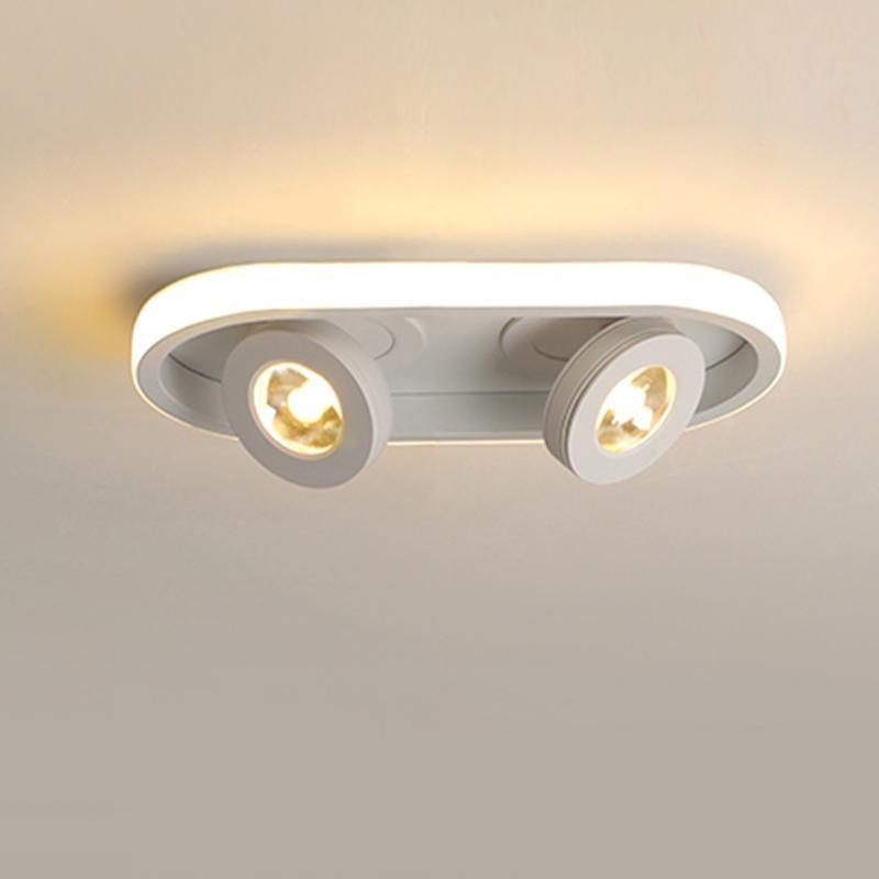 Rectangular Strip Flush Mount Kitchen Lighting Ceiling Light with Adjustable 2 Spotlight
