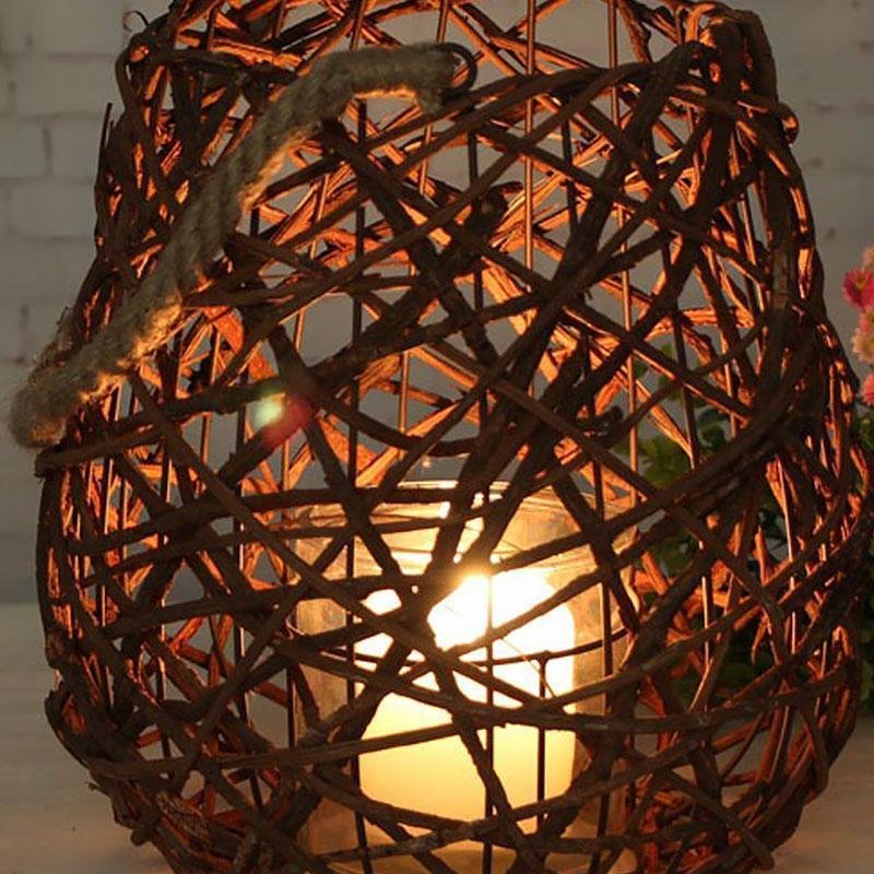 Rustic Globe Wicker Woven Floor Festival Lanterns