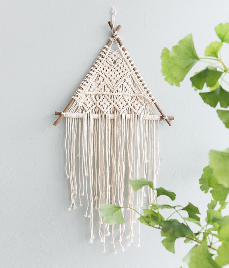 Brown White Cotton Wall Hanging Decor