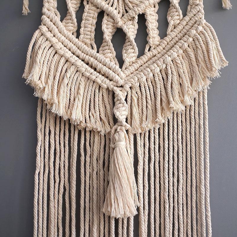 Rectangular Cotton Macrame Woven Wall Hanging Bohemian Geometric Art Decor