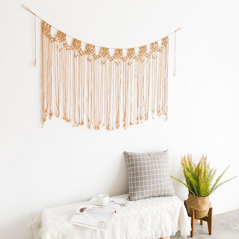 White Brown Hanging Wall Art Decor with Tassels