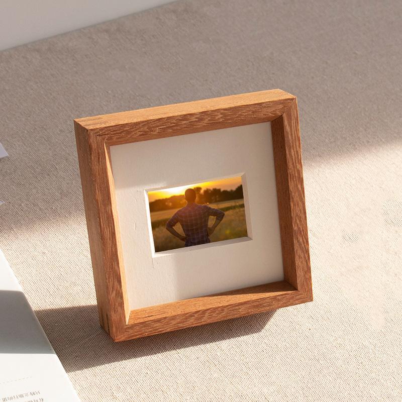 6'' Square Wood Picture Frames with Desktop Wall Hanging Decoration
