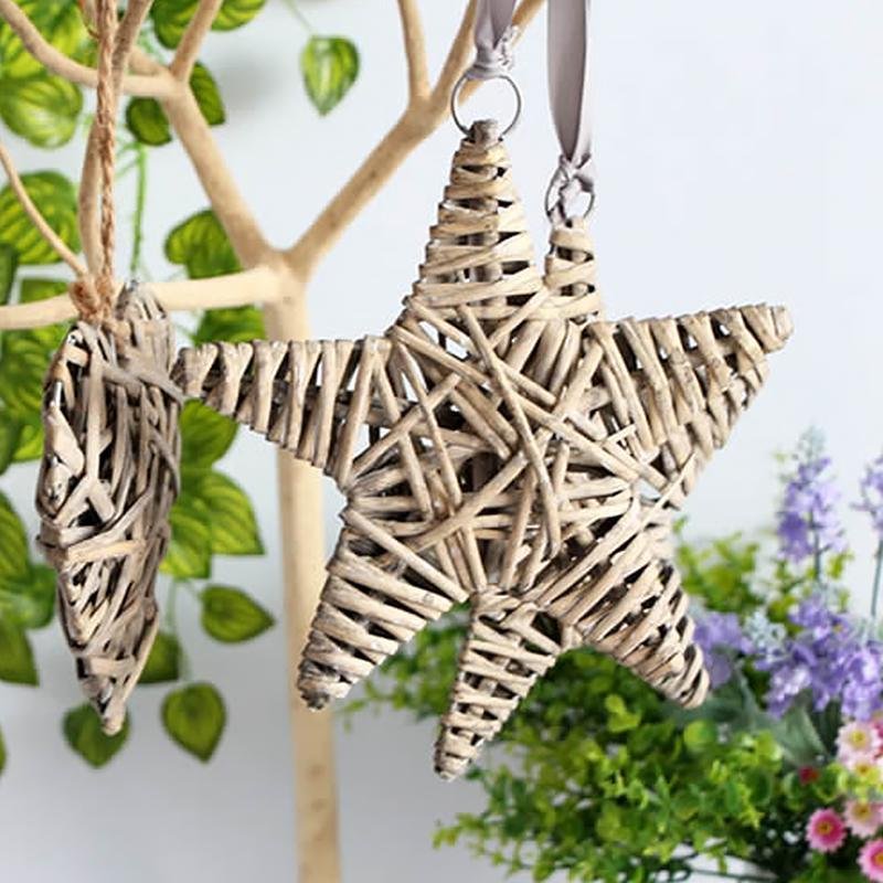 Round Star Heart Shape Wicker Decorative Woven Wall Hangings