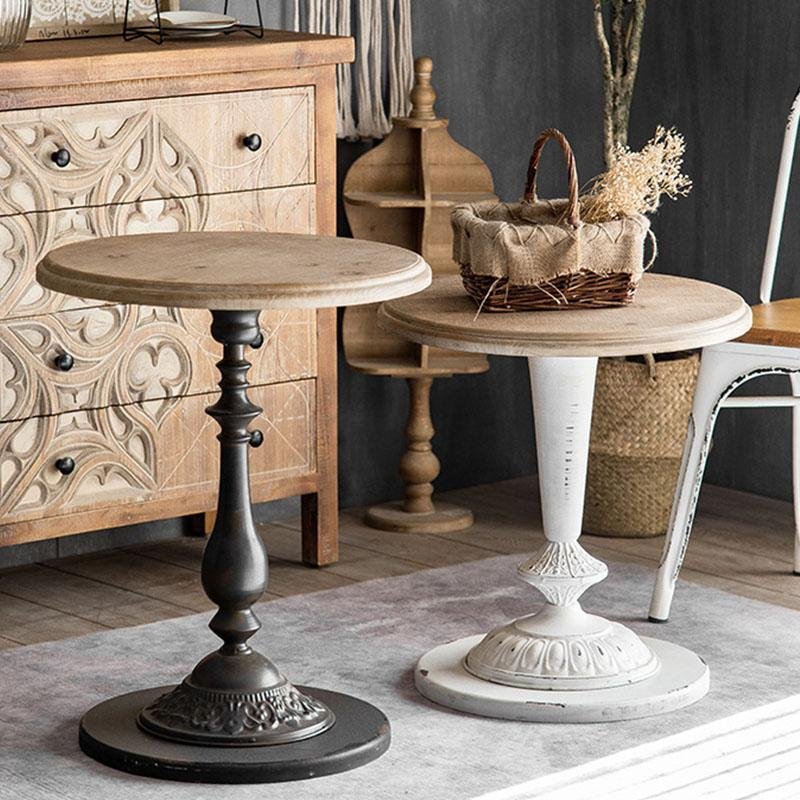 Round China Fir Coffee Tables with Iron Table Legs