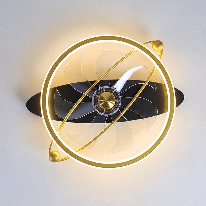 Gold Multi-Shaped Flush Mount Ceiling Fan With 6 Fan Modes Remote Control - dazuma