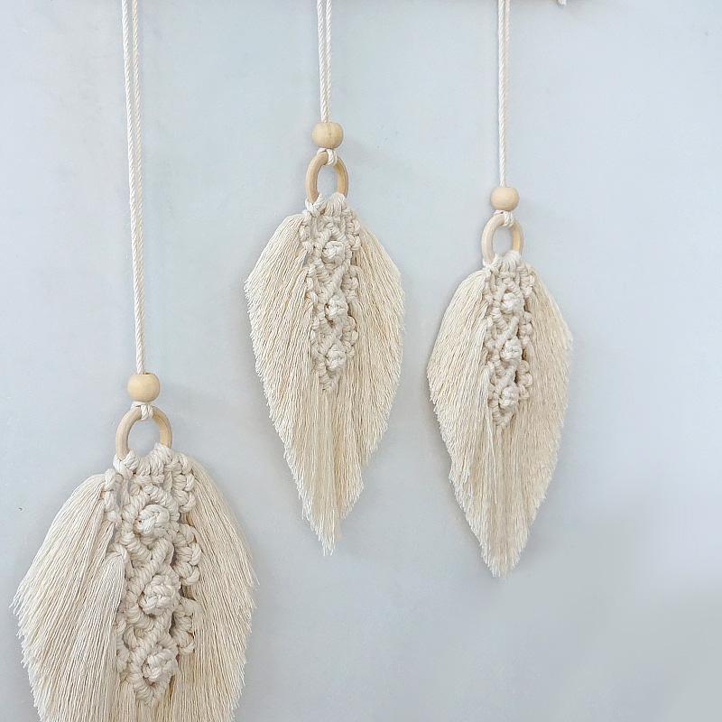 Bohemian Style Beige Cotton Wall Hangings Leaf Woven Wall Decor