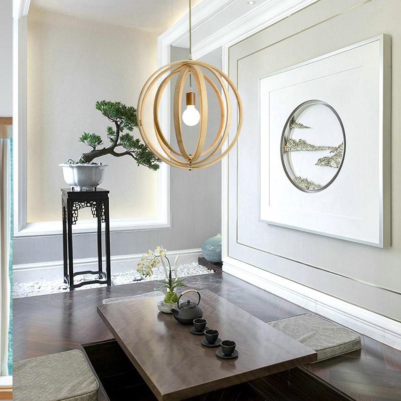 Curvy Multipart Light Brown Boho Pendant Light with an Exposed LED Light