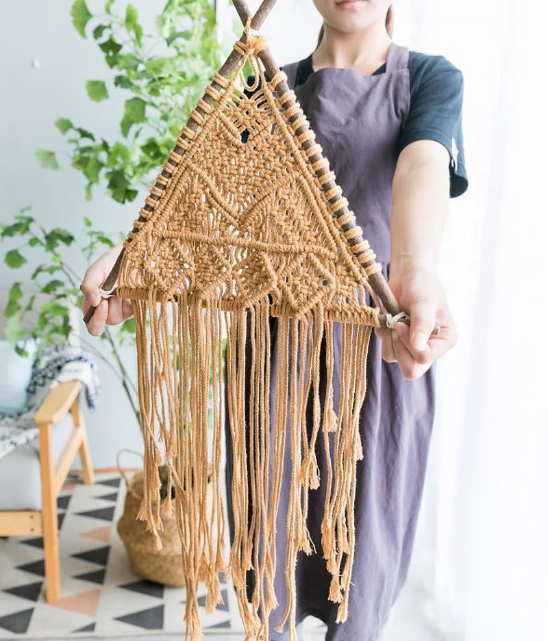 Brown White Cotton Wall Hanging Decor