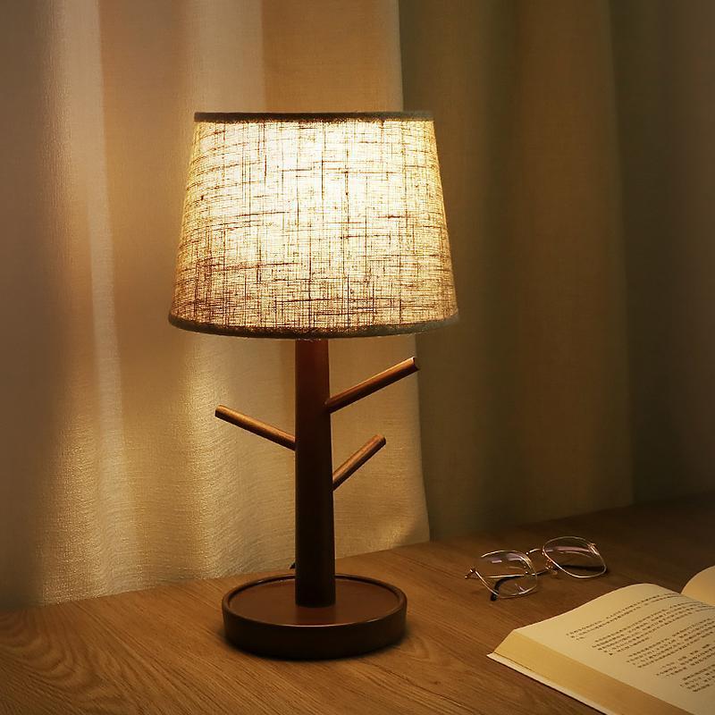 LED Rubber Wood Base Night Light Table Lamps Desk Lamps Bedside Lamps