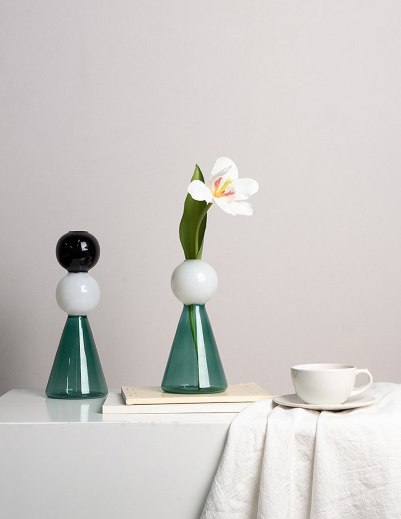 Green Glass Cone Vases Bud Flower Vases