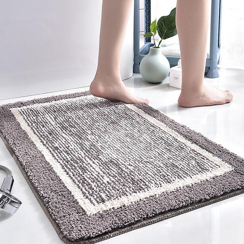 Pink Purple Rectangular Microfiber Bath Rugs Soft Floor Mats