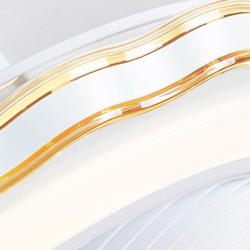 Goldish White Crown-Shaped Luxury Flush Mount Ceiling Fans With Lights Remote Control - dazuma