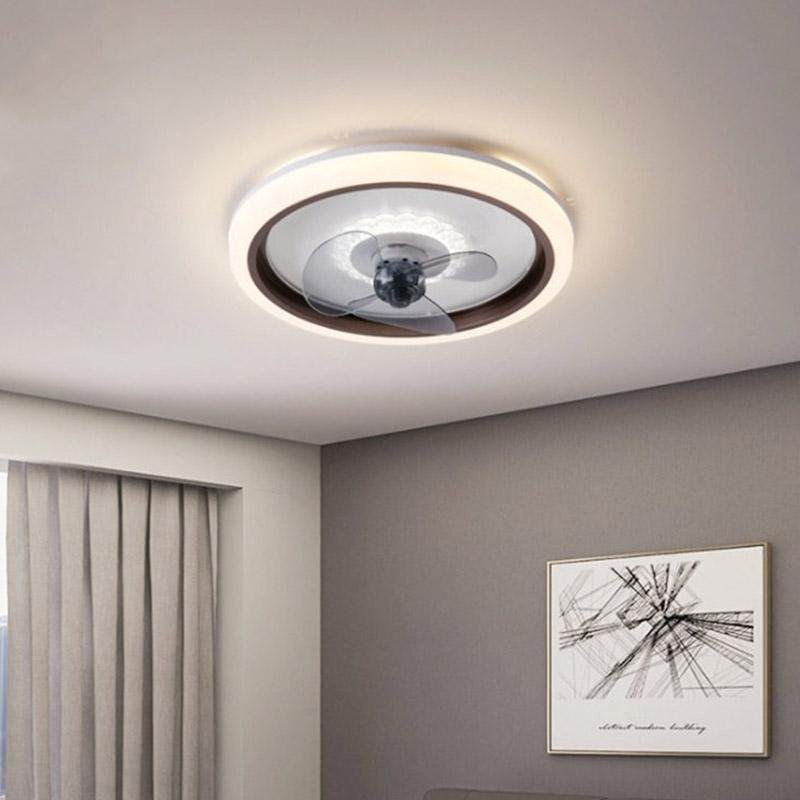 3-Blade Round Iron Acrylic Modern Ceiling Fan With LED Lights and Remote Control - dazuma