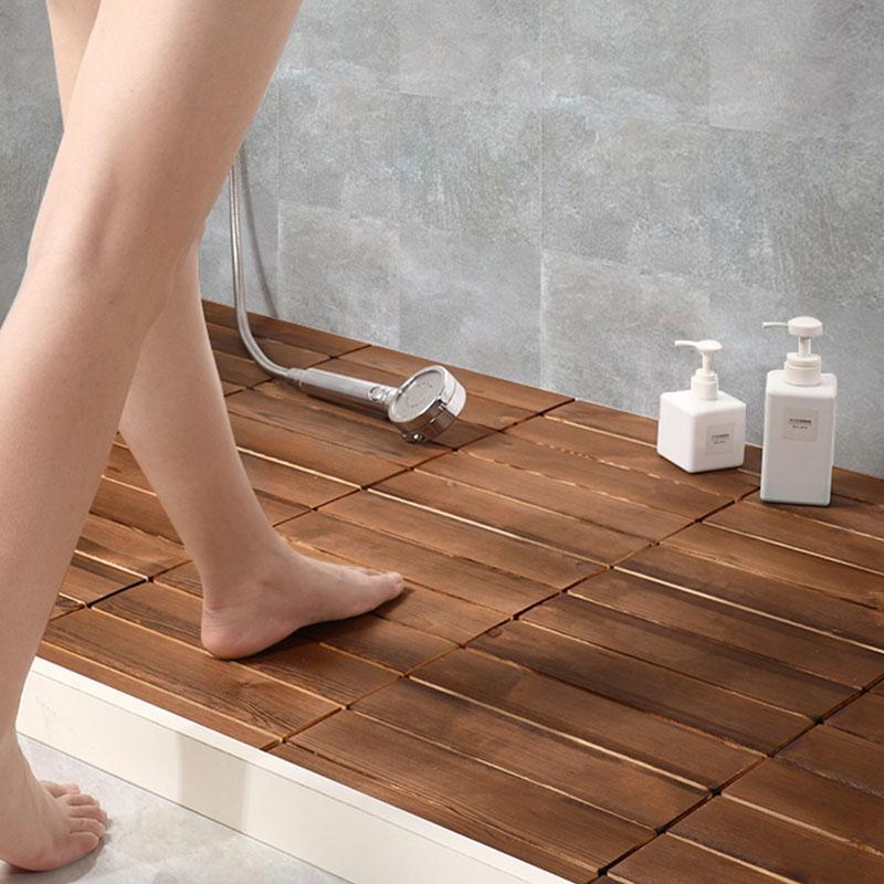 Rectangular Natural Wood Bath Rugs Nut Brown Mats
